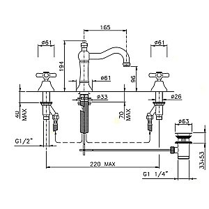 Смеситель для раковины Nicolazzi Nuova Brenta 2509BZ бронза купить в интернет-магазине сантехники Sanbest
