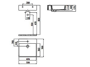 Раковина Creavit Next 50 NX256-NA00белая, декор золото купить в интернет-магазине Sanbest