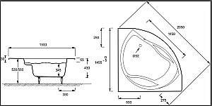 Ванна Jacob Delafon PRESQU`ILE E6045-00 145х145 купить в интернет-магазине Sanbest
