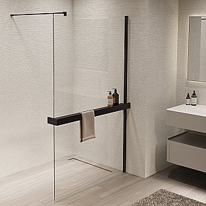 Душевая перегородка Vincea Walk-In VSW-1HR110CLB 110x200 профиль черный/стекло прозрачное купить в интернет-магазине Sanbest