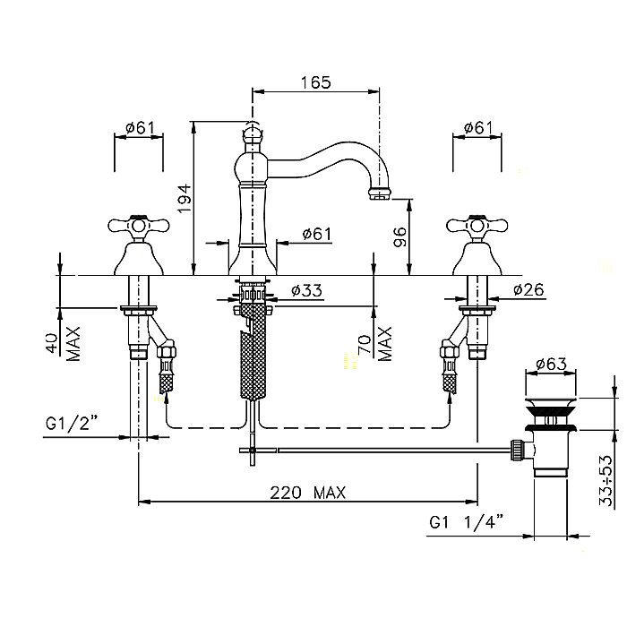 Смеситель для раковины Nicolazzi Nuova Brenta 2509BZ бронза купить в интернет-магазине сантехники Sanbest