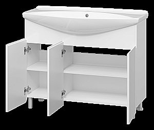 Тумба с раковиной Misty Чегет -105 П-Чег-01105-011 белая для ванной в интернет-магазине Sanbest