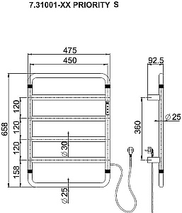 Полотенцесушитель электрический Allen Brau Priority 7.31001-GM графит брашированный купить в интернет-магазине сантехники Sanbest