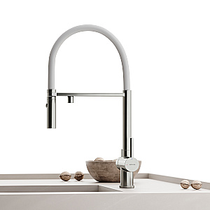 Смеситель для кухни Sancos Imola SC4010BNwh брашированный никель/белый купить в интернет-магазине сантехники Sanbest