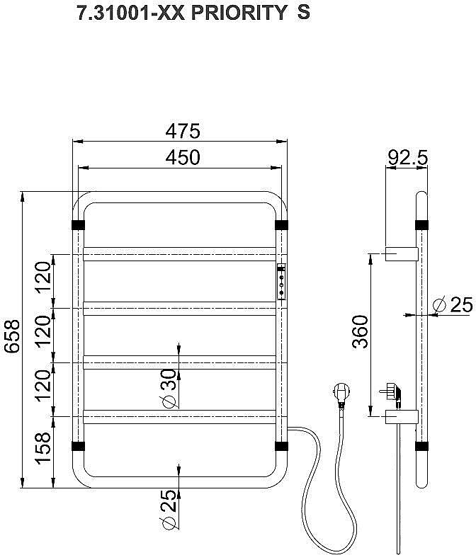 Полотенцесушитель электрический Allen Brau Priority 7.31001-GM графит брашированный купить в интернет-магазине сантехники Sanbest