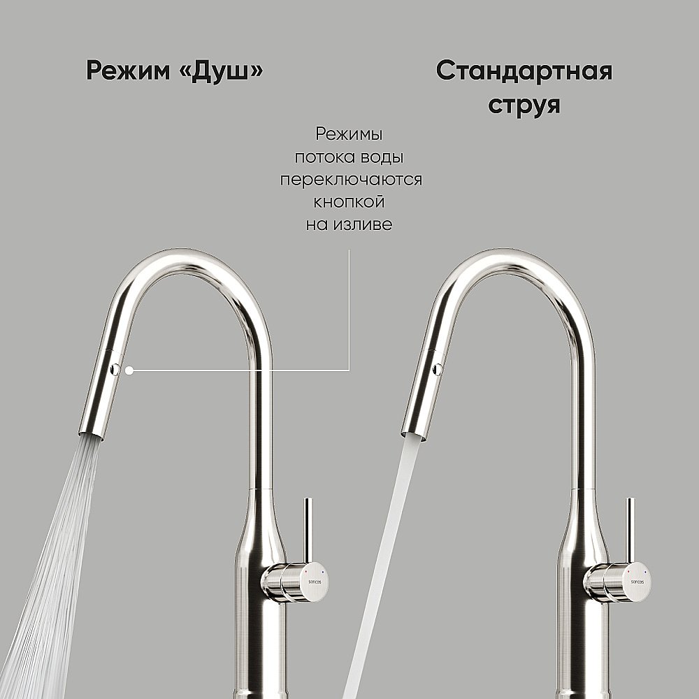 Смеситель для кухни Sancos Grand SC4002BNG нержавеющая сталь купить в интернет-магазине сантехники Sanbest