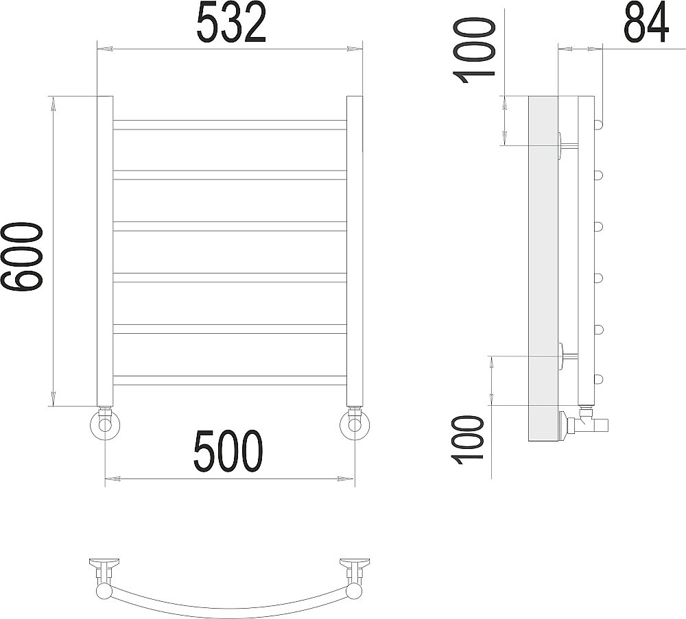 Полотенцесушитель водяной Terminus Классик П6 500х600 купить в интернет-магазине сантехники Sanbest