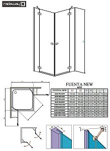 Душевой уголок Radaway Fuenta New КDD 90х90 стекло прозрачное/профиль хром купить в интернет-магазине Sanbest