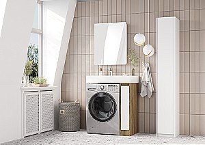 Зеркальный шкаф Акватон Лондри 60 1A278502LH010 белый купить в интернет-магазине сантехники Sanbest