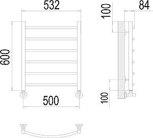Полотенцесушитель водяной Terminus Классик П6 500х600 купить в интернет-магазине сантехники Sanbest