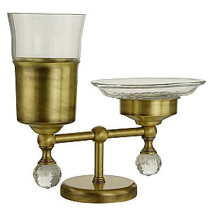 Держатель со стаканом и мыльницей Migliore Amerida ML.AMR-60.410.BR бронза/swarovski купить в интернет-магазине сантехники Sanbest