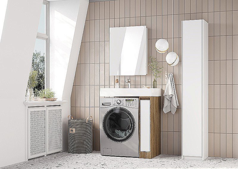 Зеркальный шкаф Акватон Лондри 60 1A278502LH010 белый купить в интернет-магазине сантехники Sanbest