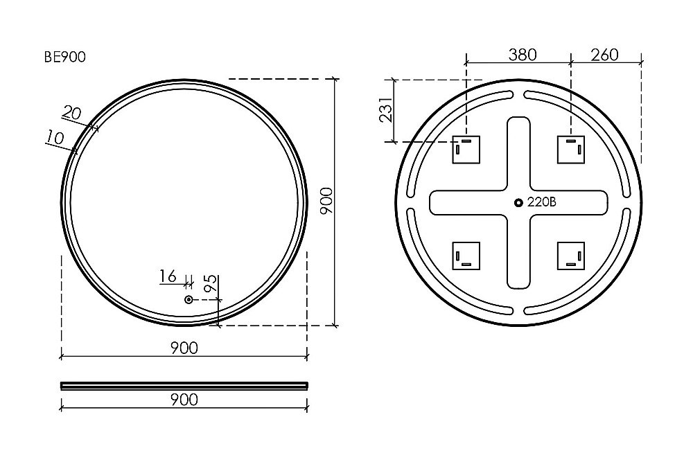 Зеркало Sancos Bella BE900 белое в ванную от интернет-магазине сантехники Sanbest