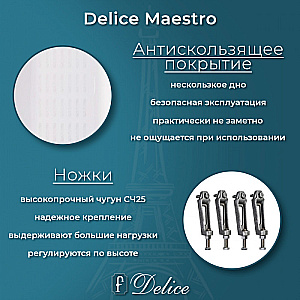 Ванна чугунная Delice Maestro DLR230646R-AS 200х85 белая, с антискользящим покрытием и с отверстиями под ручки купить в интернет-магазине Sanbest