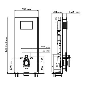 Инсталляция для унитаза WasserKraft Glan 66TLT.010.ME.BL.BN02 с кнопкой никель купить в интернет-магазине сантехники Sanbest