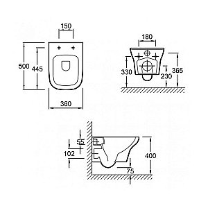 Унитаз подвесной Jacob Delafon Vox E21747RU-BL безободковый, с инсталляцией, с крышкой микролифт, белый/кнопка матовая черная купить в интернет-магазине Sanbest