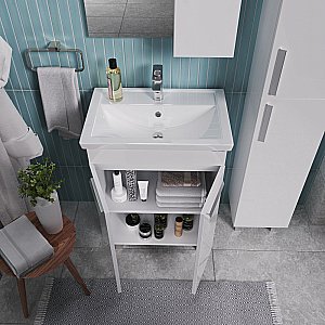 Тумба с раковиной Grossman НЕО-60 с дверцами белая для ванной в интернет-магазине Sanbest