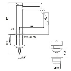 Смеситель для раковины Gattoni Circle Two 9144/91C0 купить в интернет-магазине сантехники Sanbest