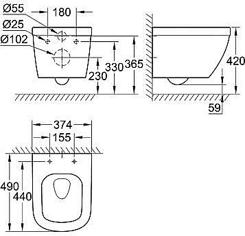 Унитаз подвесной Grohe Euro Ceramic 39206000 безободковый, слив-торнадо купить в интернет-магазине Sanbest