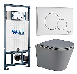 Унитаз с инсталляцией WeltWasser MARBERG 507 + SALZBACH 043 MT-GR + MAR 507 RD GL-WT купить в интернет-магазине Sanbest
