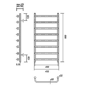 Полотенцесушитель водяной Domoterm Стефано П8 400x800 хром купить в интернет-магазине сантехники Sanbest