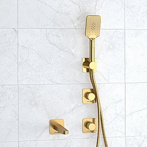 Смеситель для ванны WasserKRAFT Schunter SET2861 золото матовое купить в интернет-магазине сантехники Sanbest