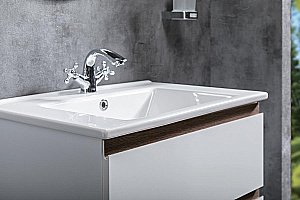 Тумба с раковиной Armadi Art Capolda 65 белая с ручкой орех для ванной в интернет-магазине Sanbest