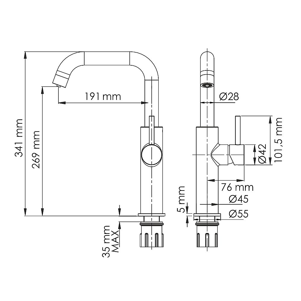 Смеситель для кухни WasserKraft A8567 черный Soft-touch купить в интернет-магазине сантехники Sanbest