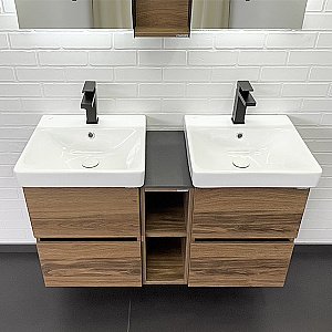 Тумба с раковиной Comforty Дартфорд 110 дуб тёмно коричневый для ванной в интернет-магазине Sanbest