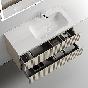 Тумба с раковиной Sancos SNOB T SNT100RCE Beige Soft правая/бежевая матовая для ванной в интернет-магазине Sanbest