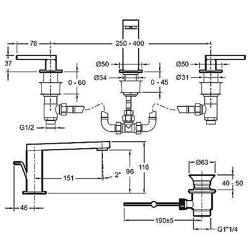 Cмеситель для раковины Jacob Delafon COMPOSED E73060-3-TT титан купить в интернет-магазине сантехники Sanbest