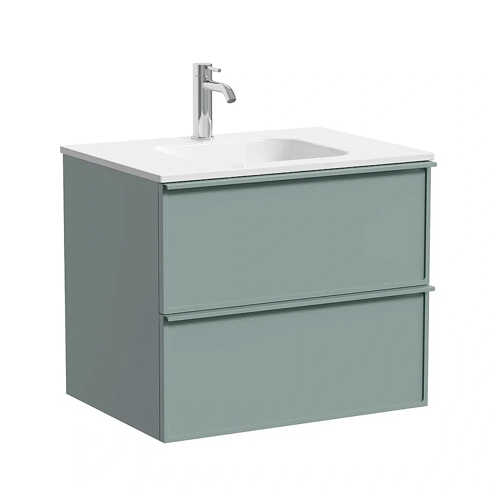 Тумба с раковиной Sancos Velta 60 VL60GGCN+CN7001 серо-зеленая матовая/раковина белая с отверстием для ванной в интернет-магазине Sanbest