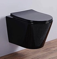 Унитаз подвесной Ceramalux NS-5178-18 черный, безободковый, с крышкой микролифт купить в интернет-магазине Sanbest