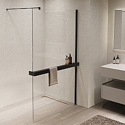 Душевая перегородка Vincea Walk-In VSW-1HR120CLB 120x200 профиль черный/стекло прозрачное купить в интернет-магазине Sanbest