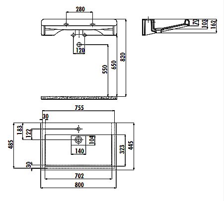 Раковина Creavit Epic 80 EP080-00BM00E-0000 базальт матовый купить в интернет-магазине Sanbest