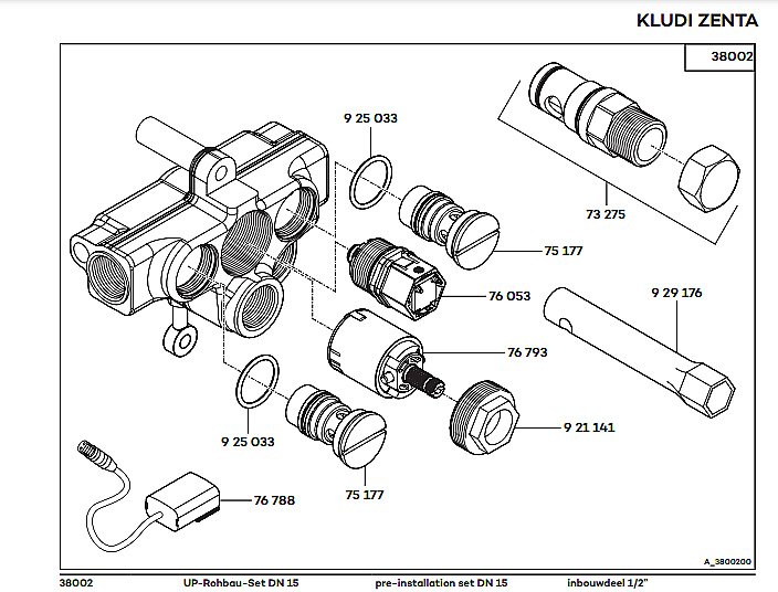 Скрытая часть смесителя Kludi Zenta 38002 купить в интернет-магазине сантехники Sanbest