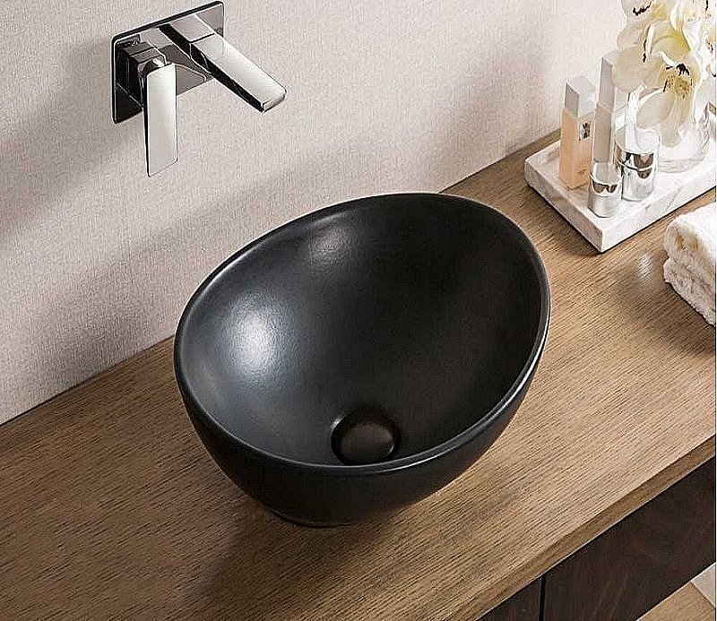 Раковина накладная Ceramalux NC 40,5 7138MB черная матовая купить в интернет-магазине Sanbest