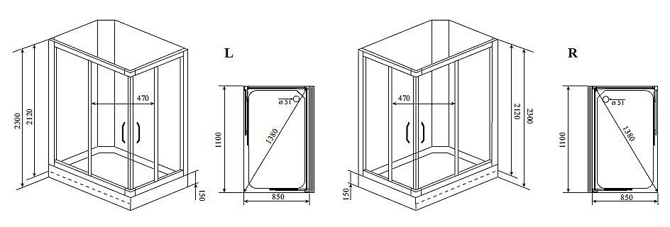 Душевая кабина Timo LUX TL 1504 110x85 купить в интернет-магазине Sanbest