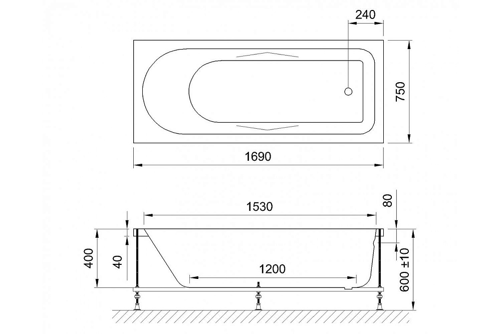 Гидромассажная ванна Royal Bath Tudor Standart 170x75 купить в интернет-магазине Sanbest