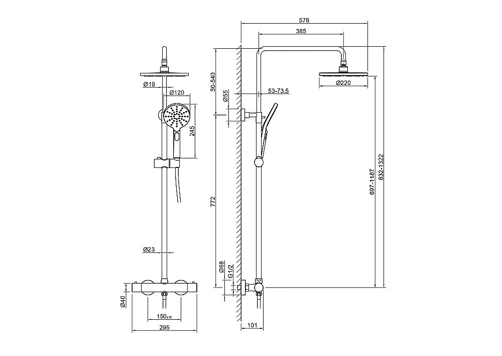 Душевая система Aquatek ЕВРОПА AQ2343MB черная матовая купить в интернет-магазине сантехники Sanbest