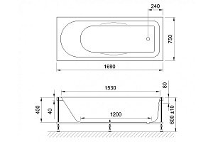 Гидромассажная ванна Royal Bath Tudor Standart 170x75 купить в интернет-магазине Sanbest