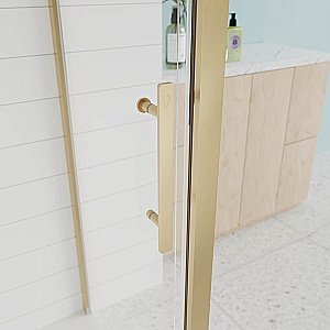 Душевой уголок Veconi Evo 100SP G 120x70 стекло прозрачное/профиль брашированное золото купить в интернет-магазине Sanbest