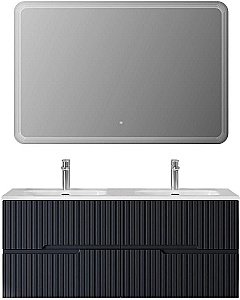 Тумба с раковиной Cezares DUET-N 120 DUET-N-1200-4C-SO-2-GR-P графит для ванной в интернет-магазине Sanbest