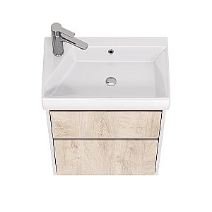 Тумба с  раковиной подвесная/напольная Dreja SLIM 55 белый глянец/дуб кантри для ванной в интернет-магазине Sanbest
