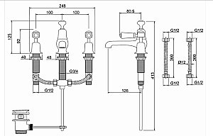 Смеситель для раковины Burlington KE12-QT WAL купить в интернет-магазине сантехники Sanbest