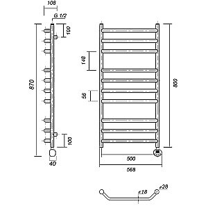 Полотенцесушитель электрический Domoterm Лаура П10 500x800 АБР E бронза купить в интернет-магазине сантехники Sanbest