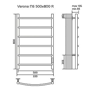 Полотенцесушитель электрический Azario VERONA П6 500х800 AZ83905G графит купить в интернет-магазине сантехники Sanbest