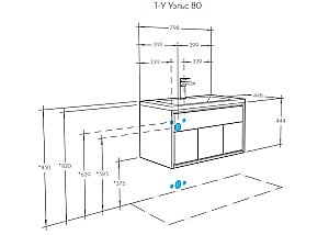 Тумба с раковиной Акватон Уэльс 80 авеллино грей/антрацит для ванной в интернет-магазине Sanbest