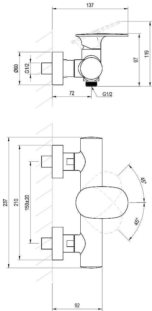 Смеситель для душа Ravak Spring SG 032.10WHM X070571 белый матовый купить в интернет-магазине сантехники Sanbest