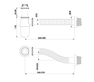 Сифон для раковины WONZON & WOGHAND, Черный матовый (WW-88SS102-MB) купить в интернет-магазине сантехники Sanbest